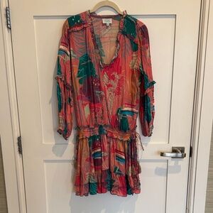 TAJ by Sabrina Crippa Pink and Teal Jungle Dress